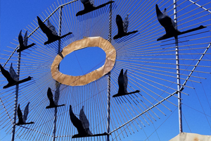 Sculpture of birds flying