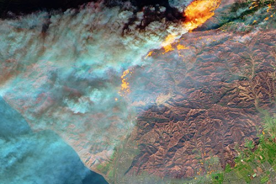 Satellite view of wildfire