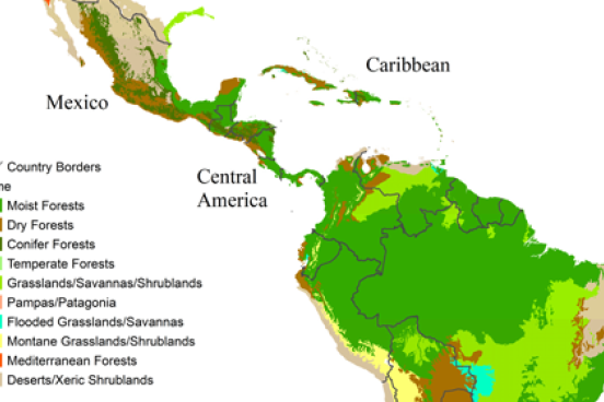 Map of Latin American Biomes