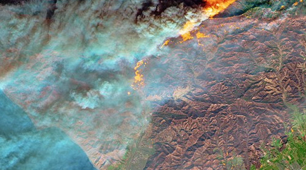 Satellite view of wildfire