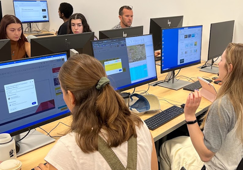 Students working at computer