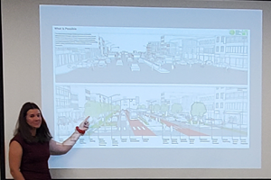 Student giving a presentation in the Urban Planning Lab