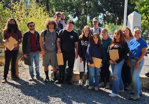 Group of students in field class