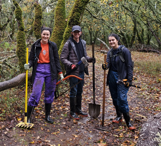 Students doing trail maintanence